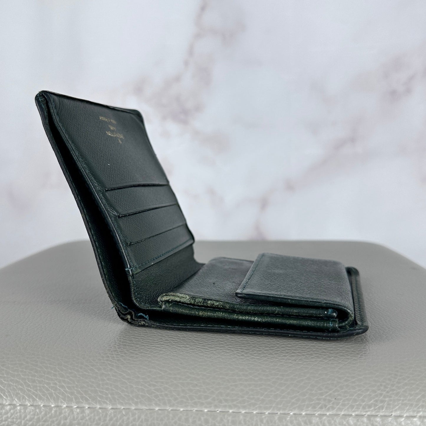 Louis Vuitton Green Leather Bifold Wallet