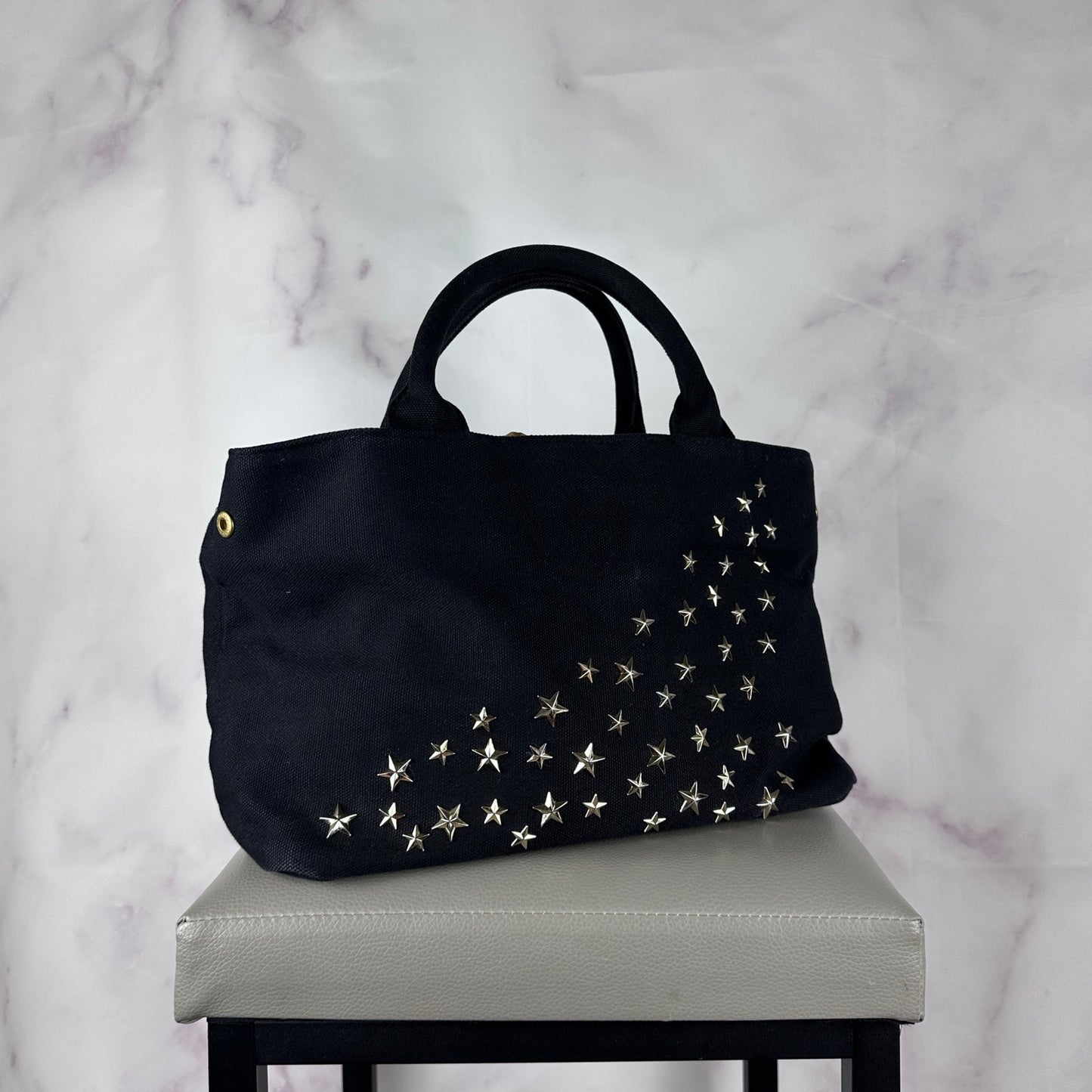 Ray BEAMS Star Studded Black Canvas Purse