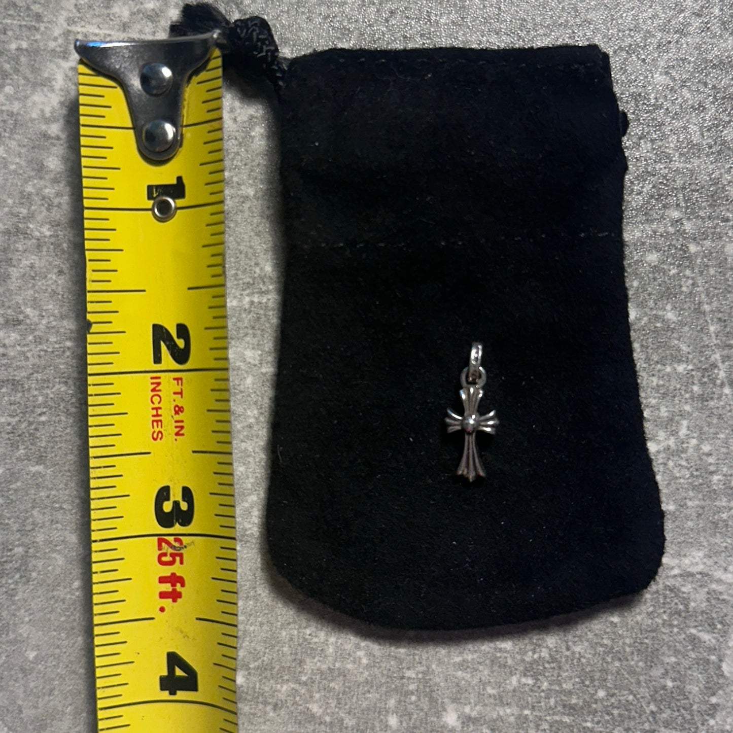 Chrome Hearts Tiny Baby Fat Silver Cross Pendant
