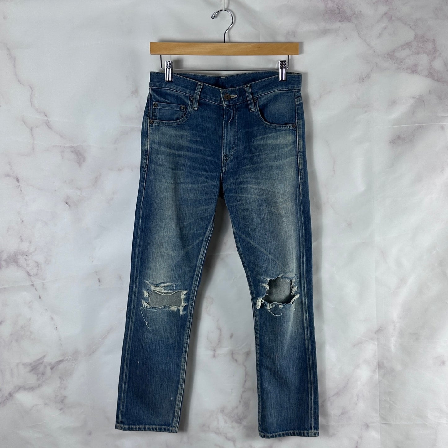 Neighborhood Distressed Slim Blue Japanese Denim