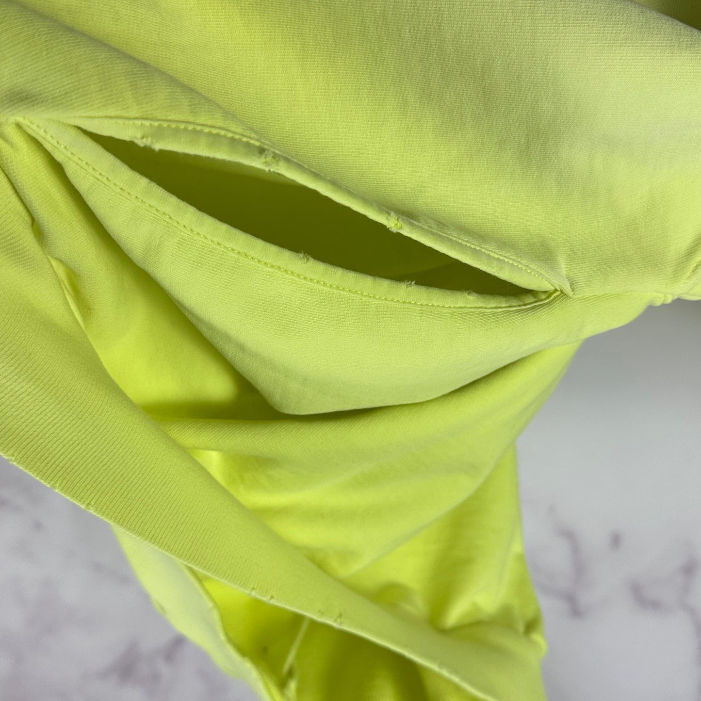 Balenciaga Tape Type Yellow Oversized Ripped Pocket Hoodie