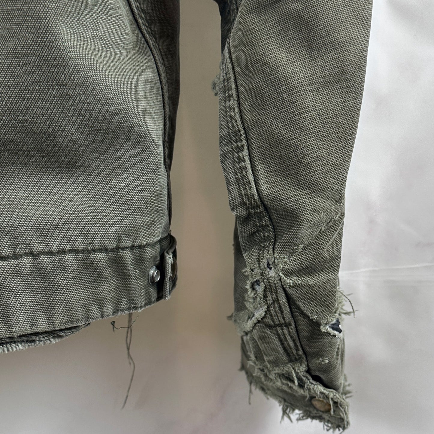 Vintage Carhartt Detroit Jacket J97 MOS Green Distressed Blanket Lined