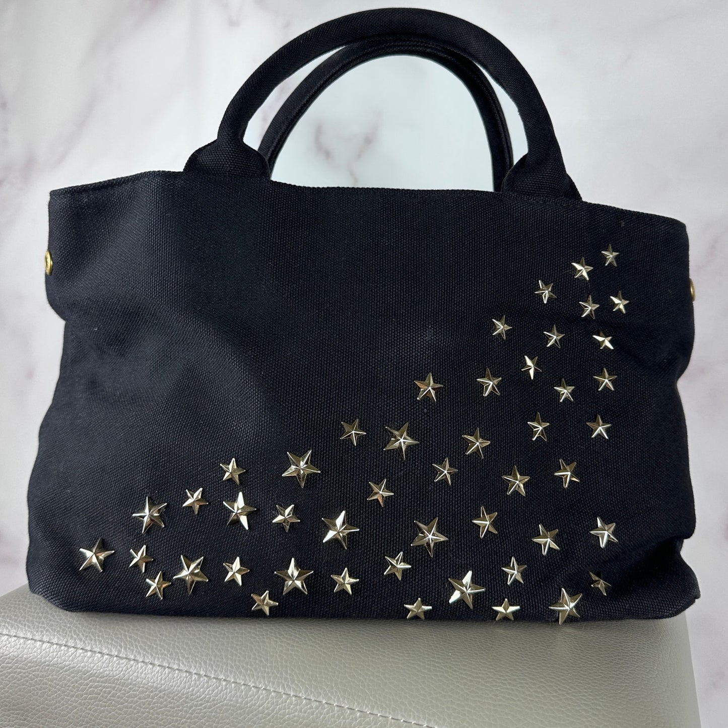 Ray BEAMS Star Studded Black Canvas Purse