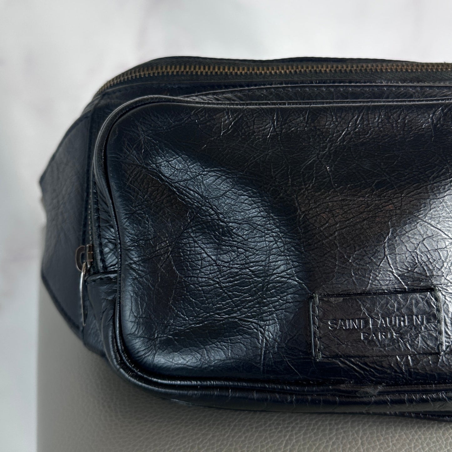 Saint Laurent Paris Black Leather Belt Bag
