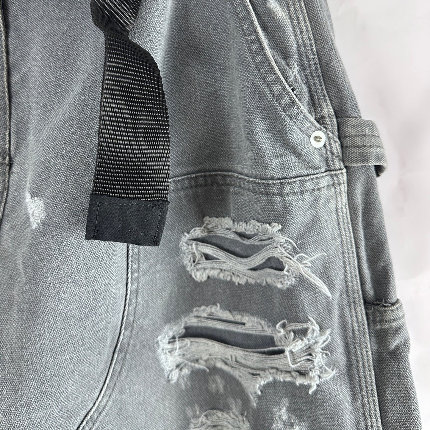 Alyx Distressed Grey Double Knee Slacker Carpenter Pants & Belt