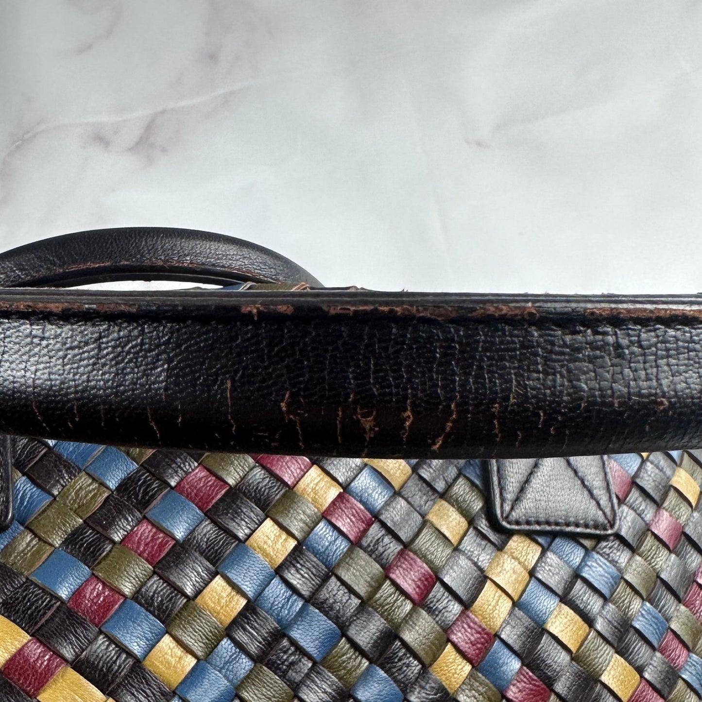 Bottega Veneta Intrecciato Cabat Multicolor Woven Leather Purse