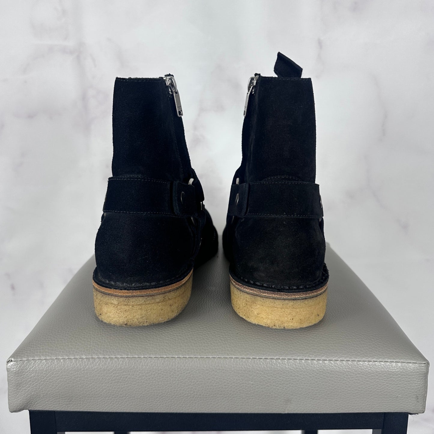 Saint Laurent Paris Black Suede Harness Boot