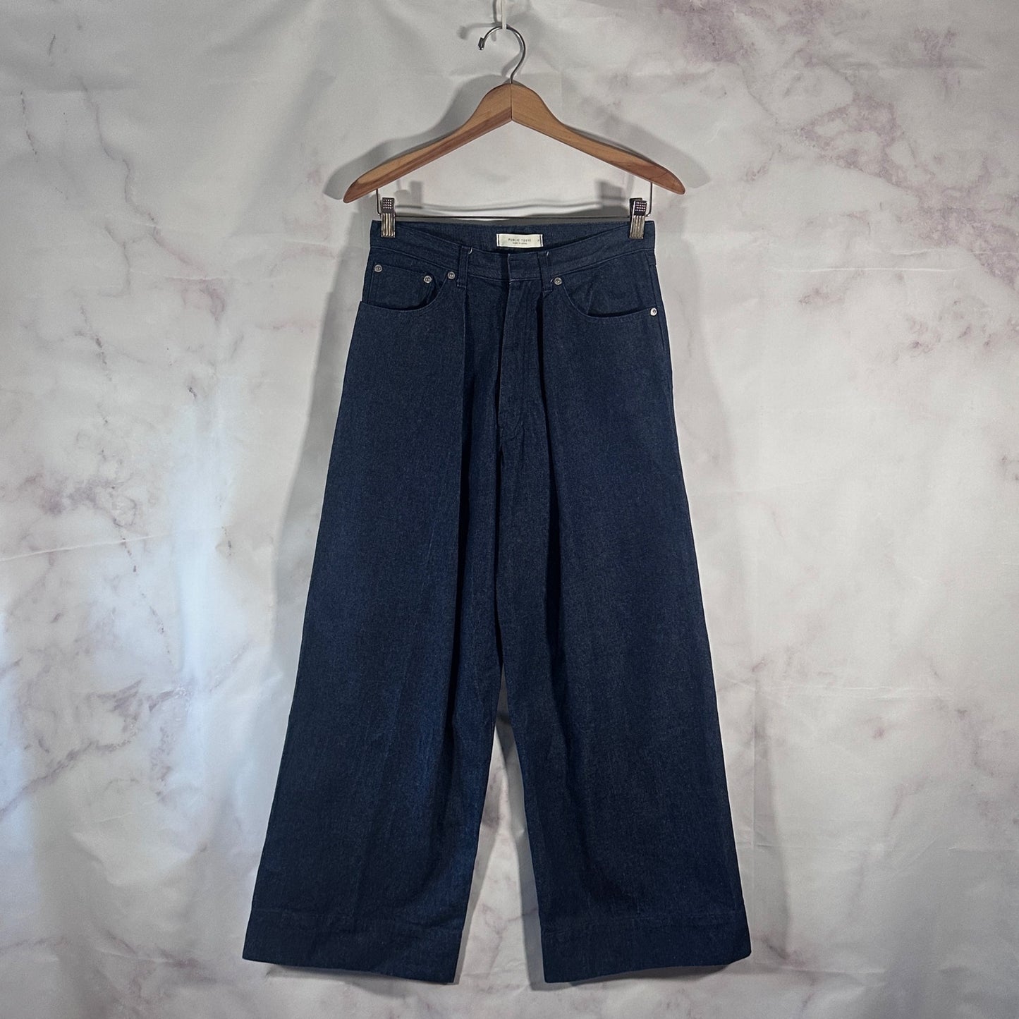 Public Tokyo Wide Pleated Indigo Denim Jeans