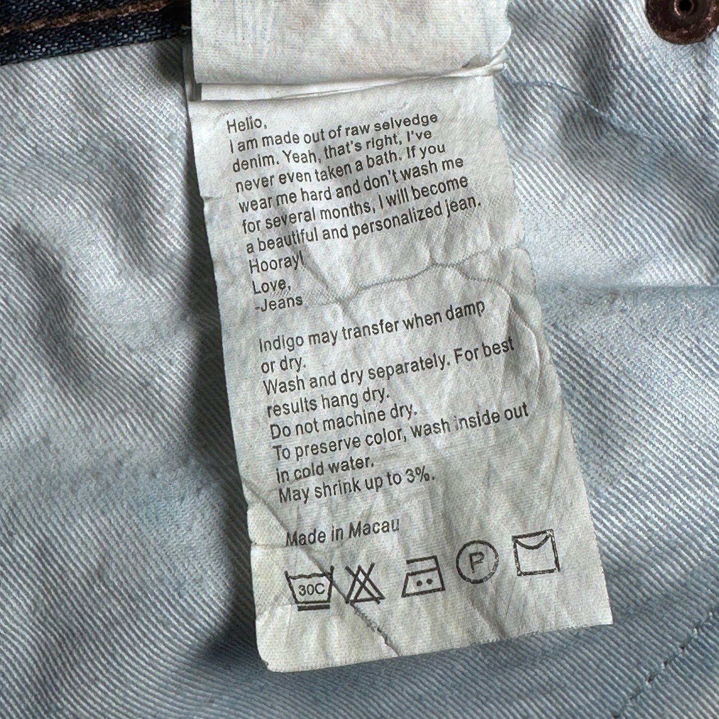 Unbranded Brand UB101 Skinny 14.5oz Indigo Selvedge Denim