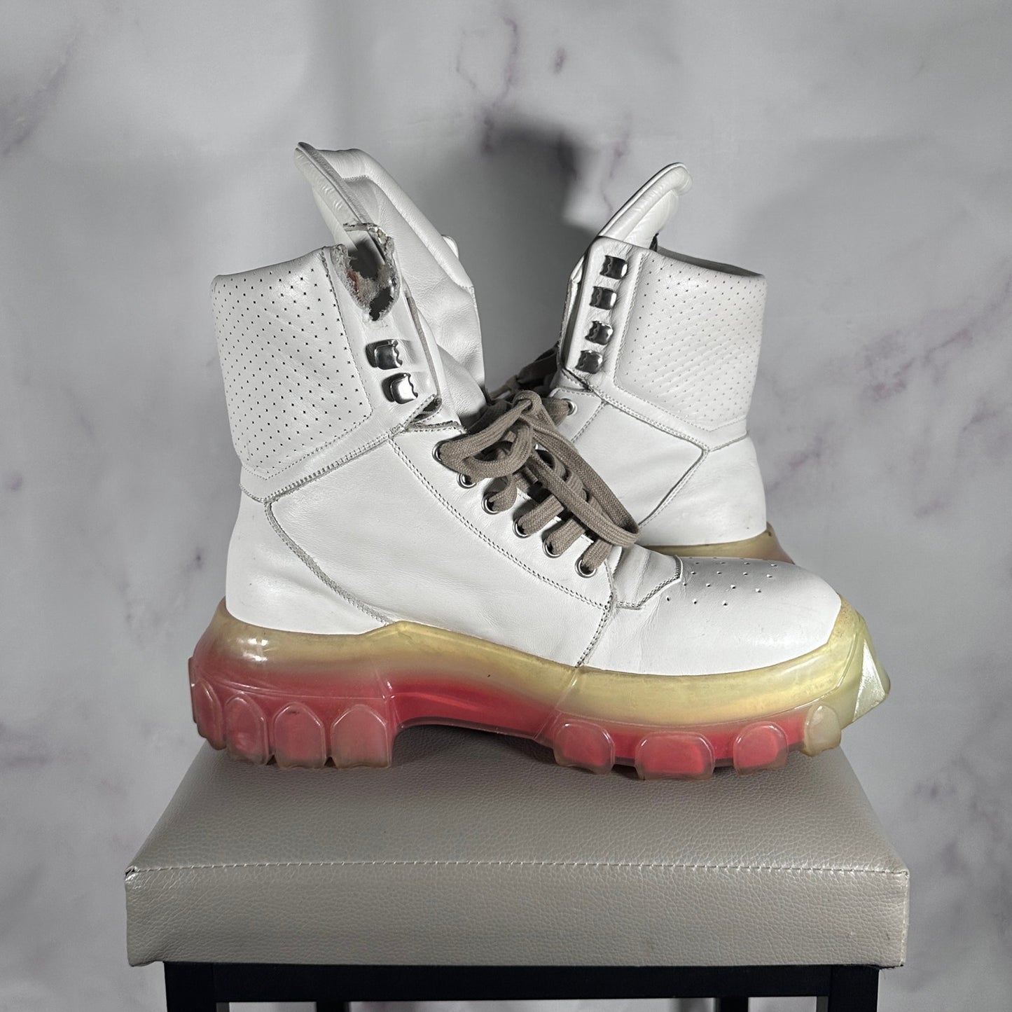 Rick Owens S/S21 Tecuatl White Bozo Hiking Boots