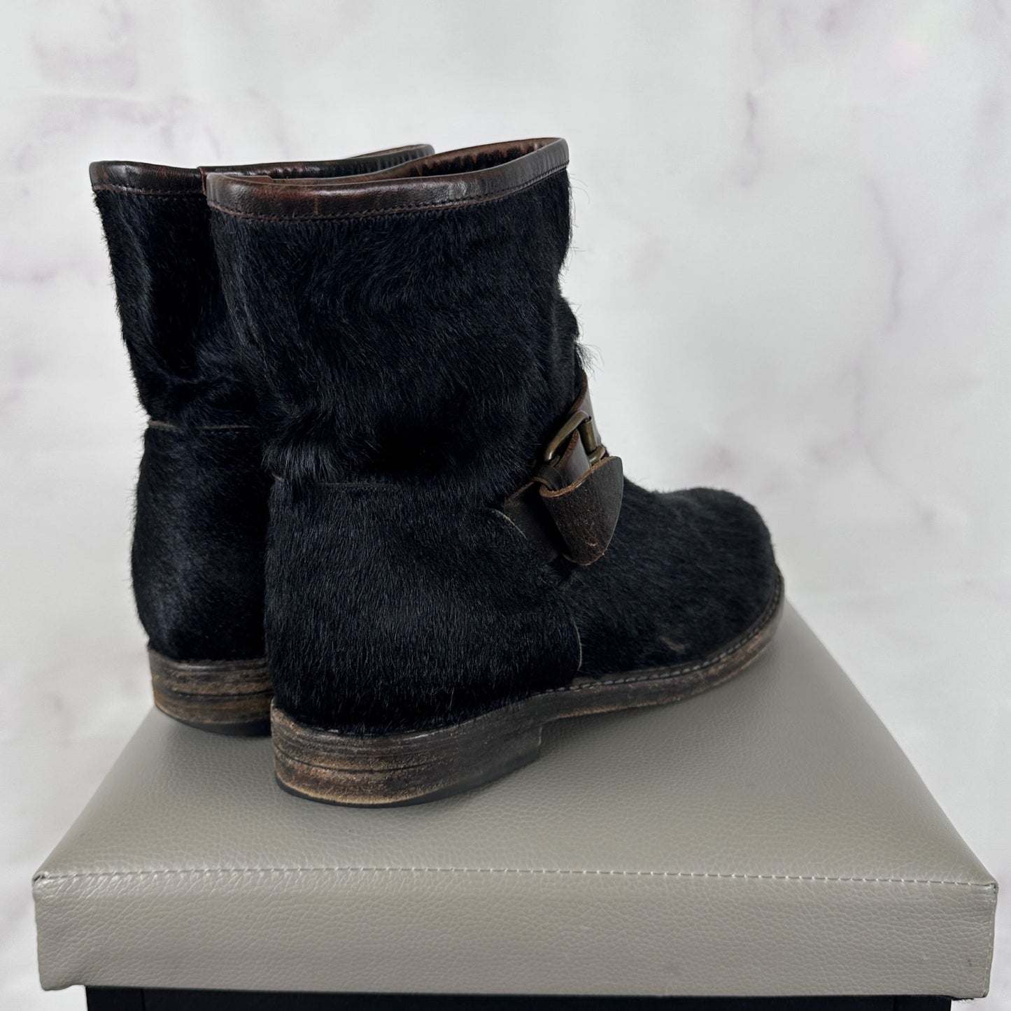 Buttero Black Pony Hair Biker Boot