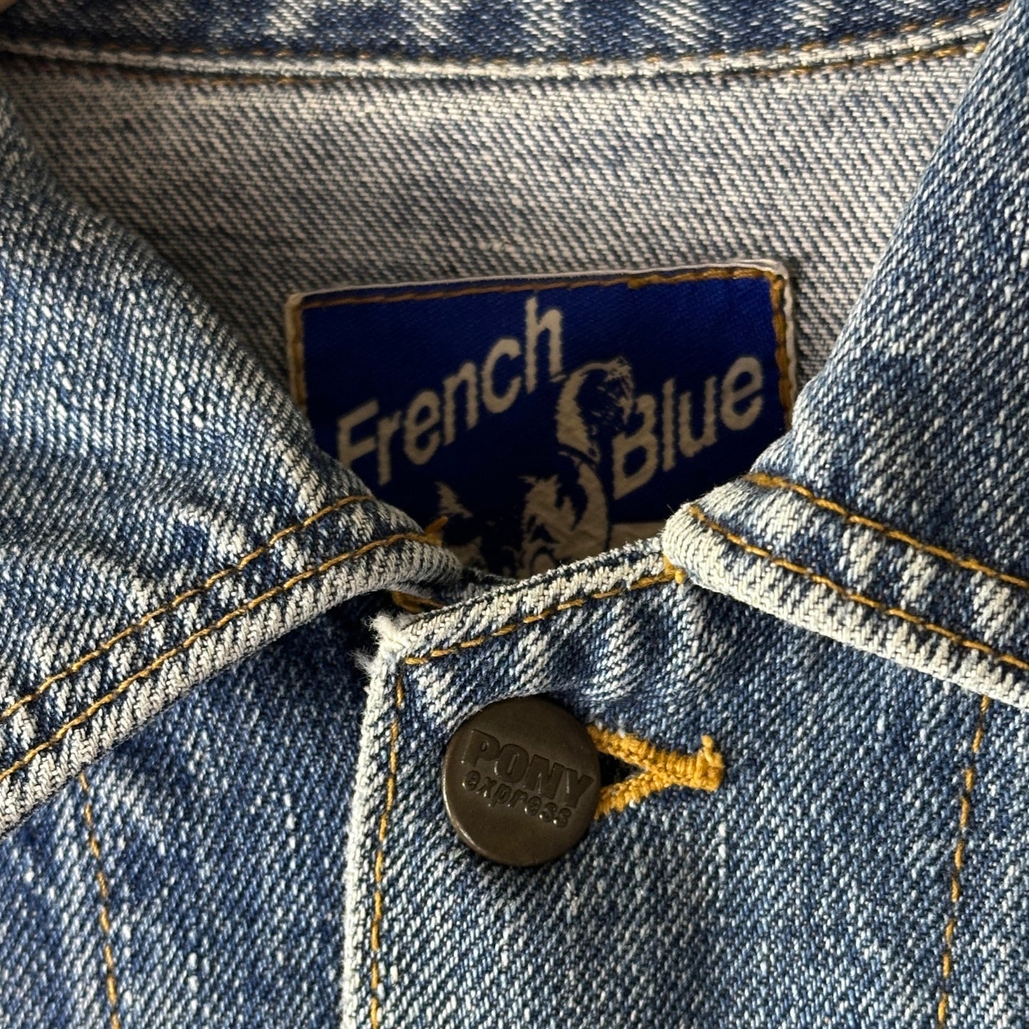 Pony Express French Blue Cropped Denim Jacket