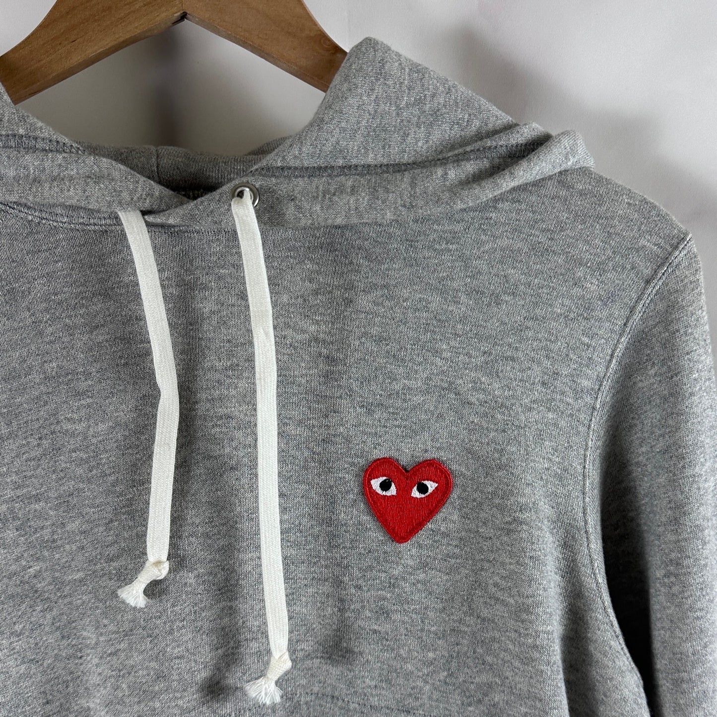 CDG PLAY Heather Grey Heart Logo Hoodie