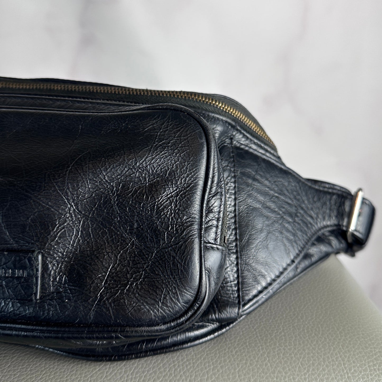 Saint Laurent Paris Black Leather Belt Bag