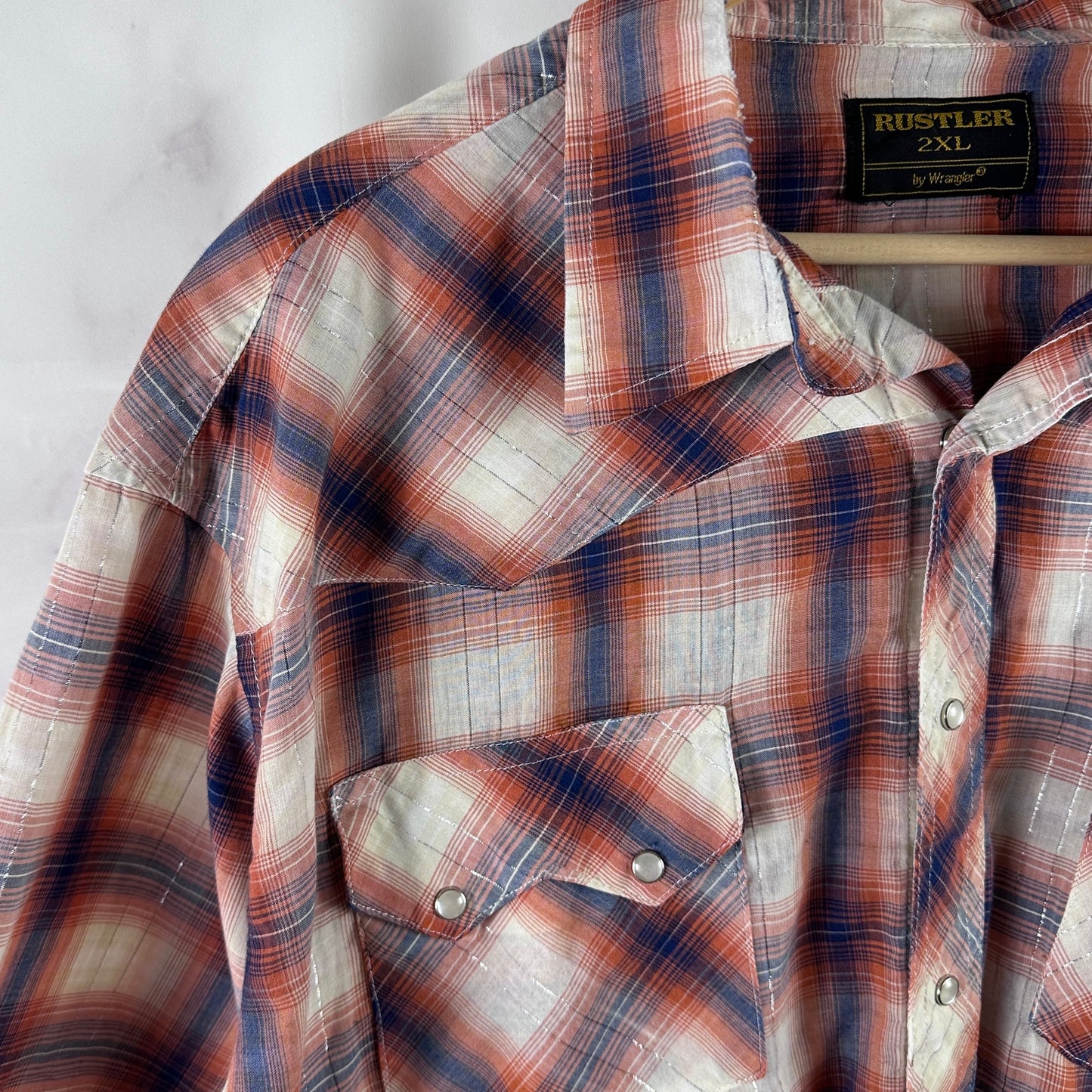 Vintage Rustler Western Plaid Pearl Snap Shirt