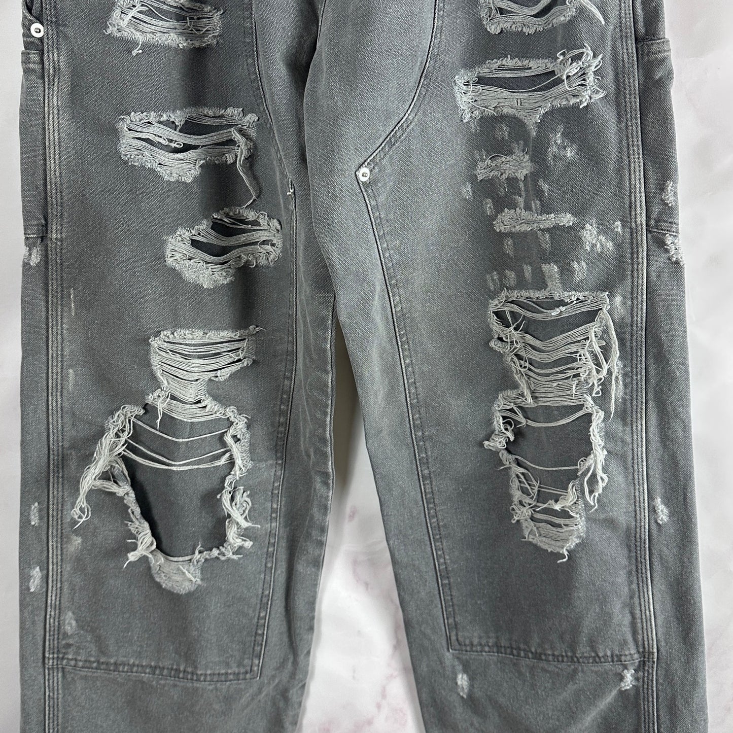 Alyx Distressed Grey Double Knee Slacker Carpenter Pants & Belt