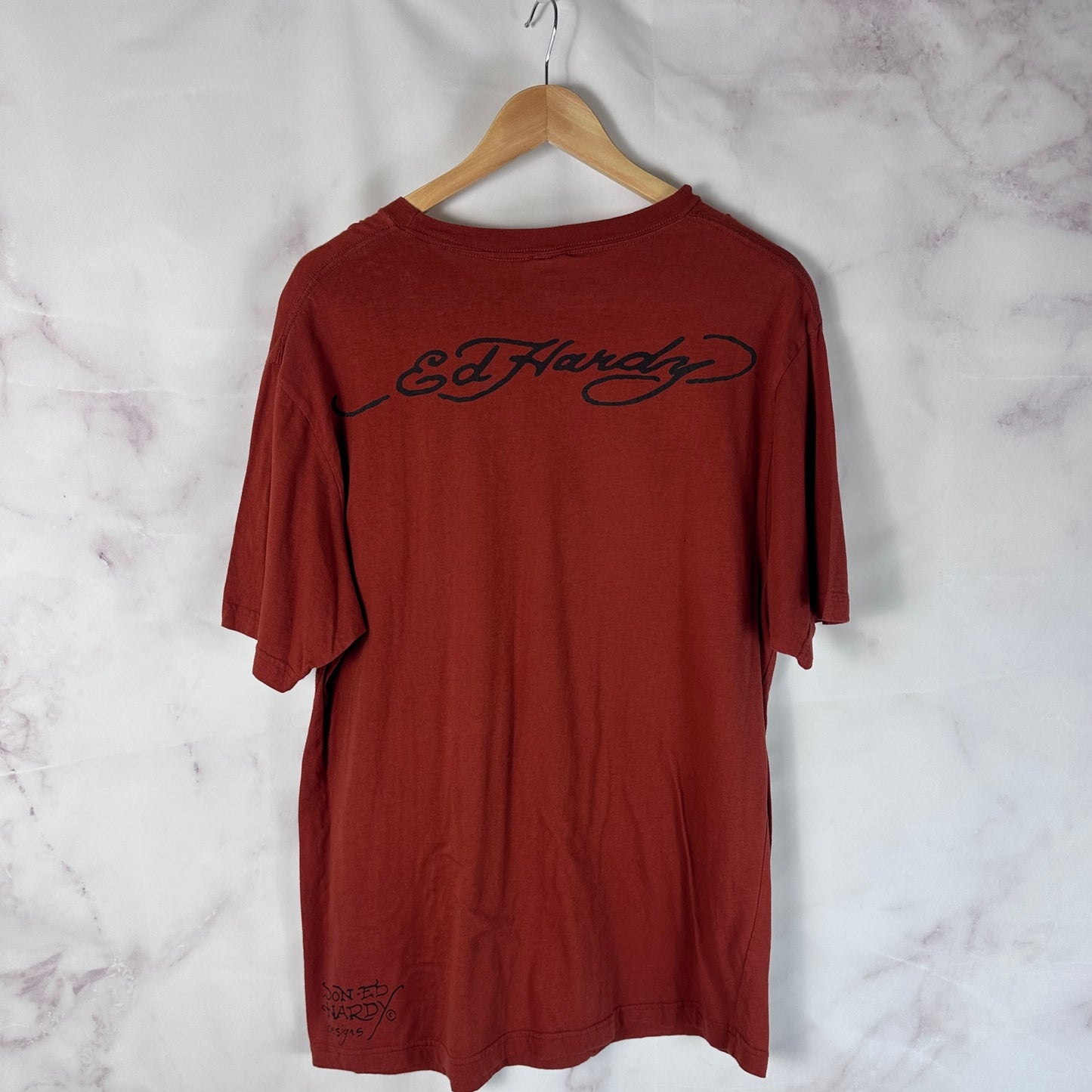 Ed Hardy Burnt Orange Love Kills Slowly Graphic Tee