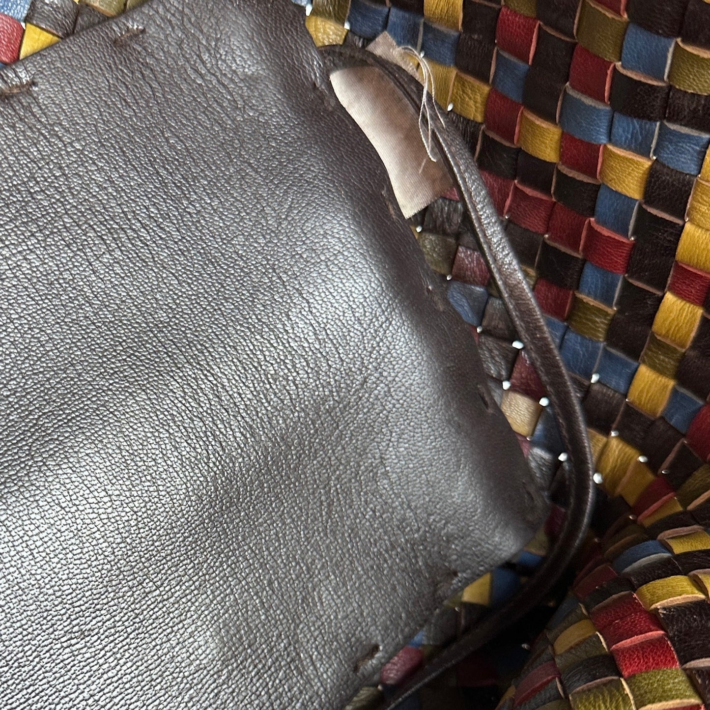 Bottega Veneta Intrecciato Cabat Multicolor Woven Leather Purse