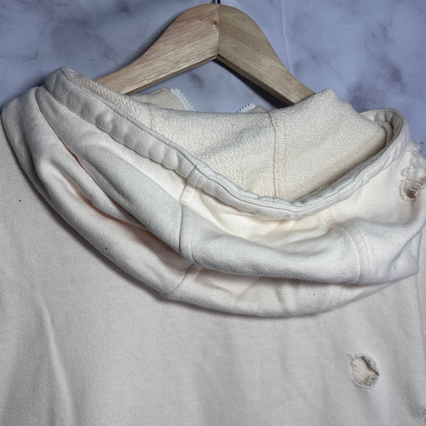 Anglasad Thrashed Cream Half-Zip Hoodie