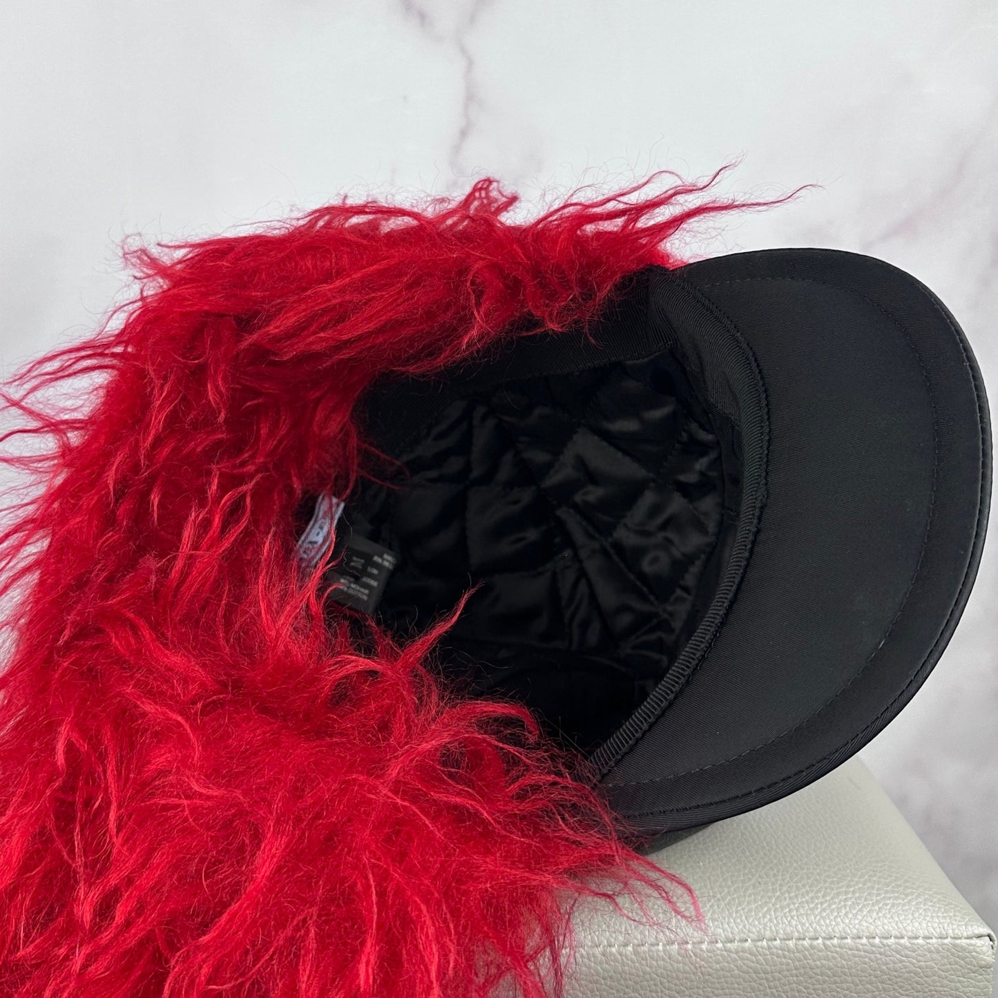 Prada F/W19 Runway Re-Nylon Mohair Black/Red Trapper Hat
