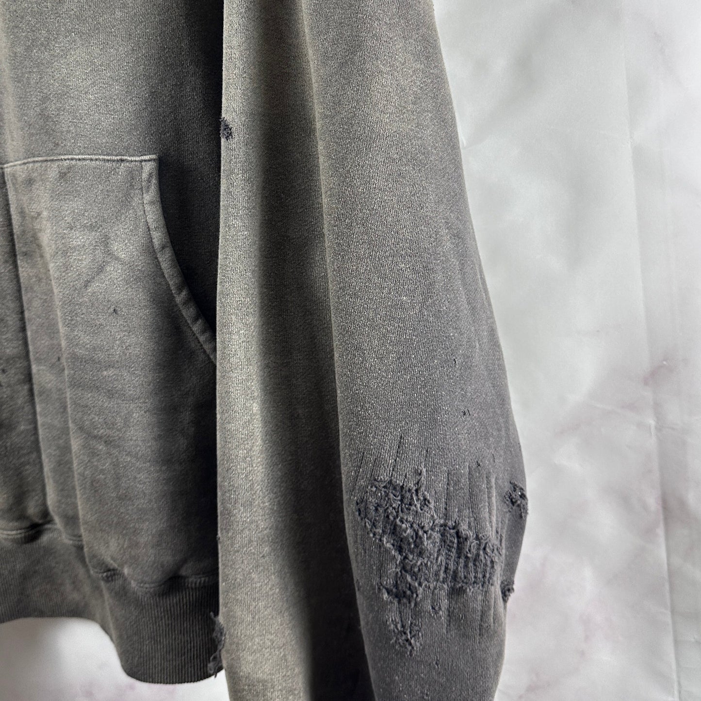 Readymade Green Double Face Thrashed Thermal Hoodie