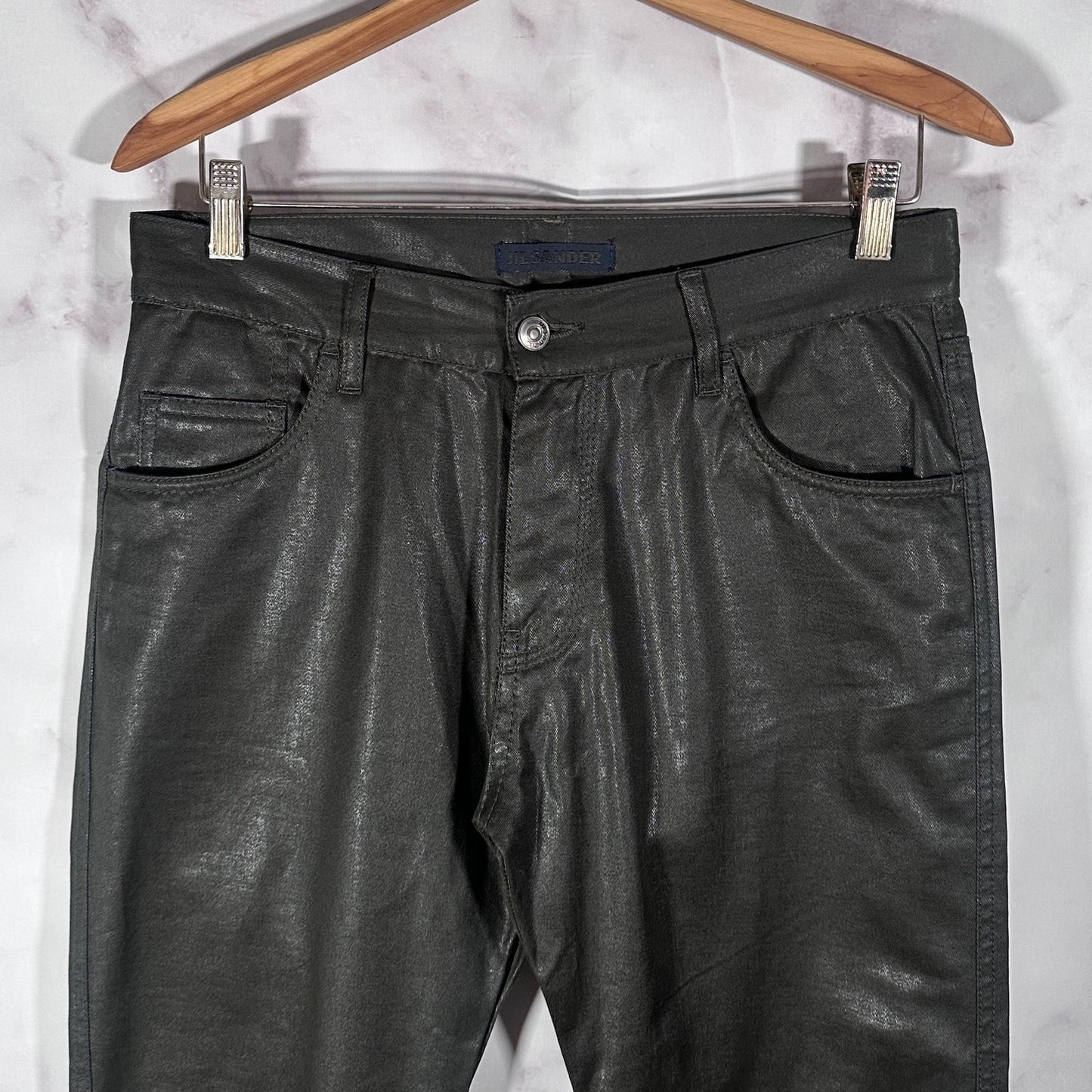 Jil Sander Forest Green Waxed Pants