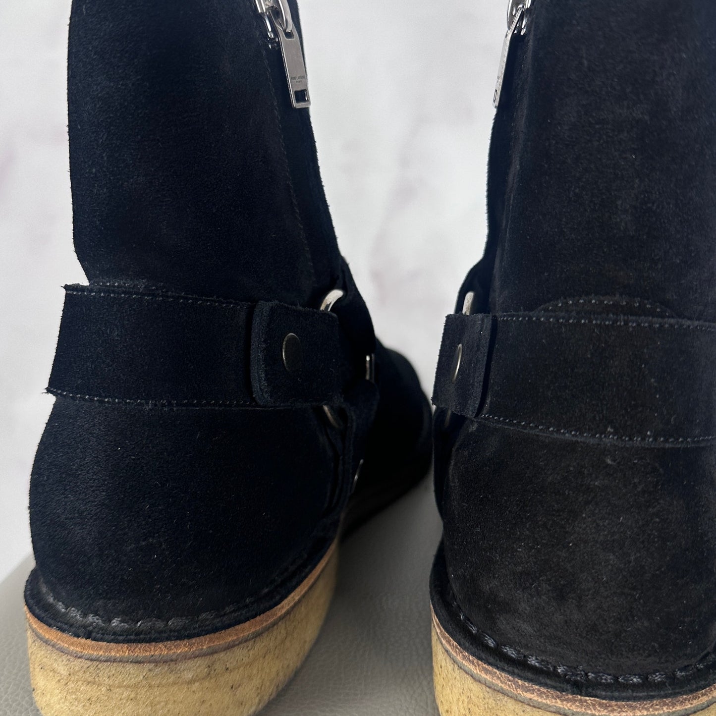 Saint Laurent Paris Black Suede Harness Boot
