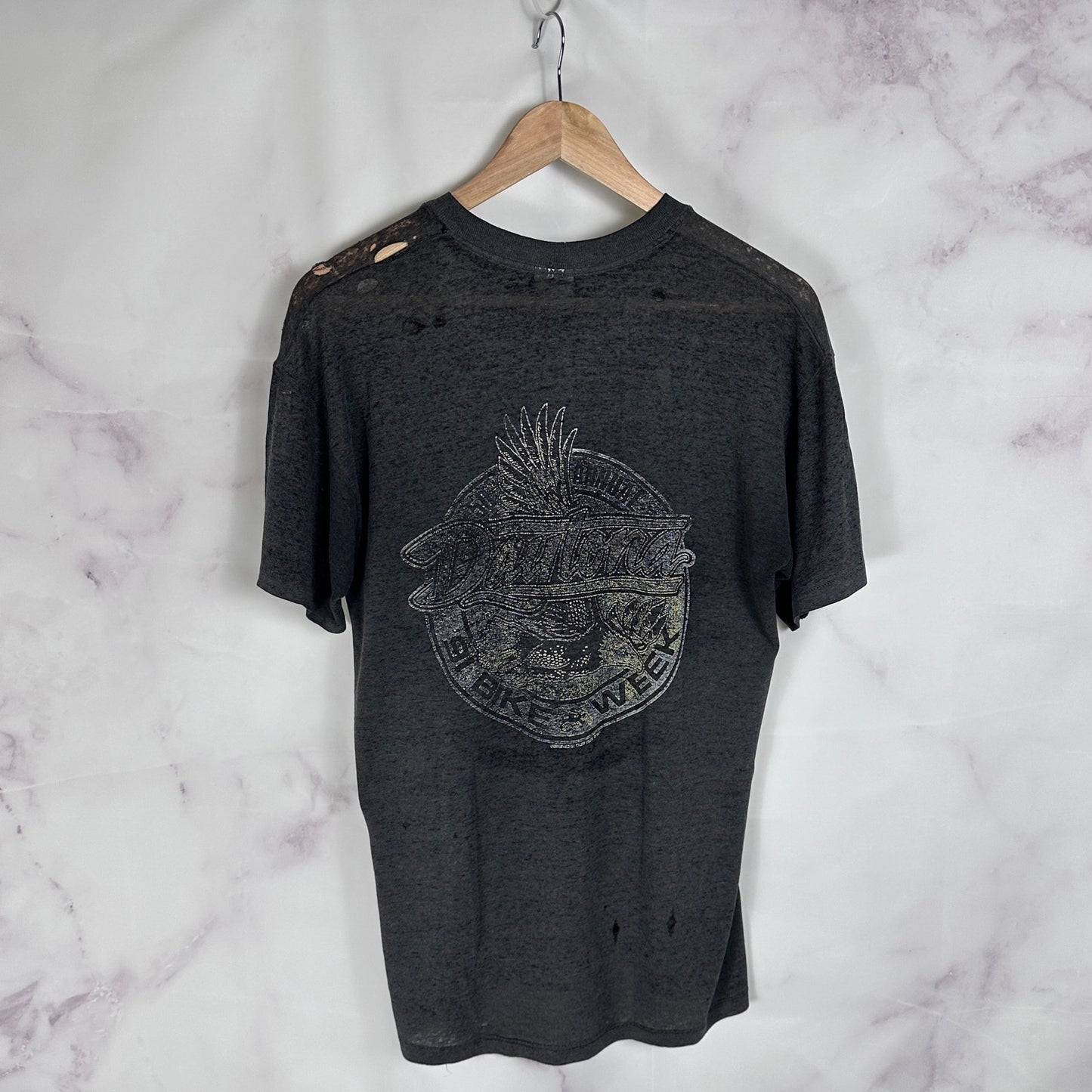 Vintage 1991 Daytona Bike Week Thrashed Black Tee