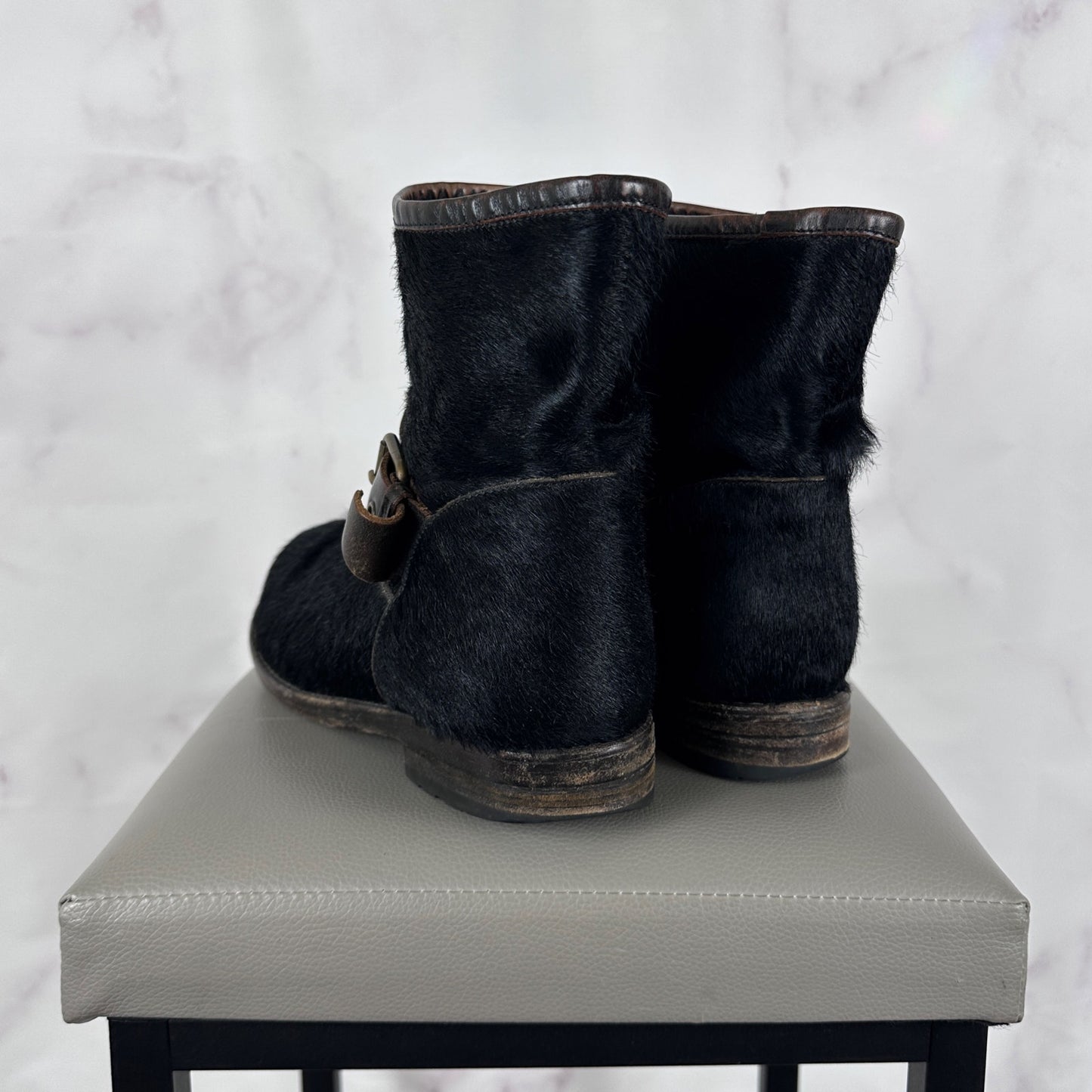 Buttero Black Pony Hair Biker Boot