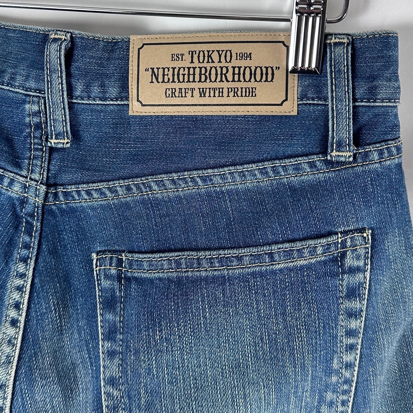 Neighborhood Distressed Slim Blue Japanese Denim