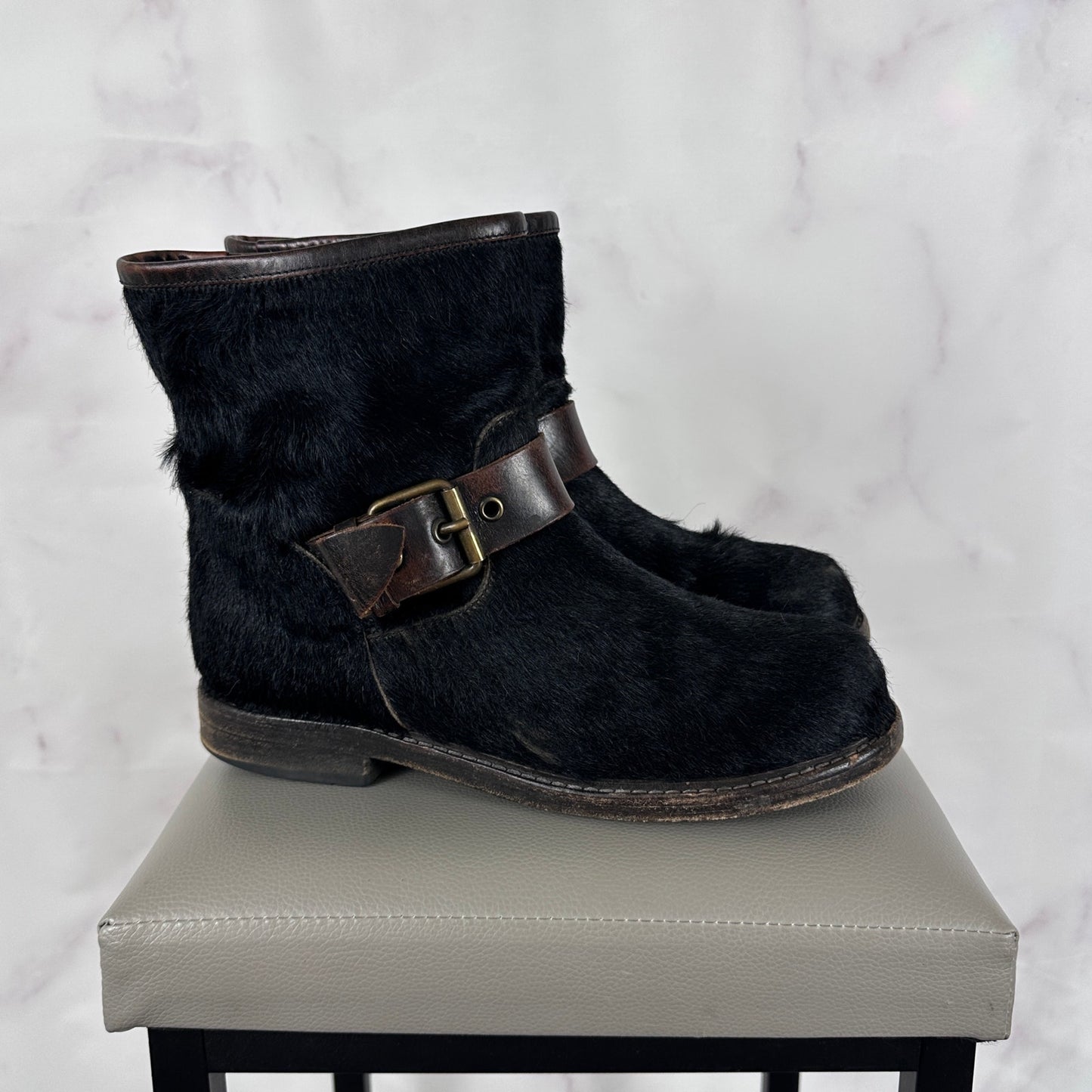 Buttero Black Pony Hair Biker Boot