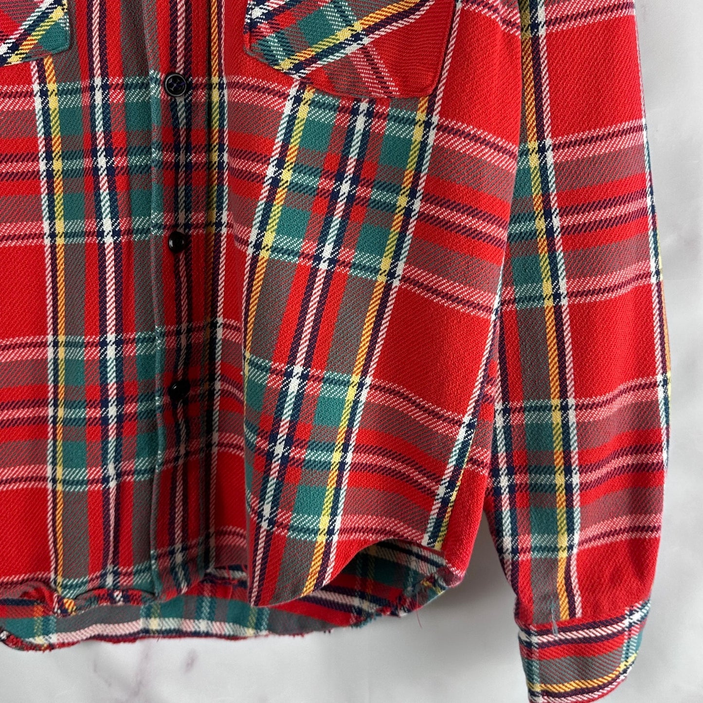 Vintage Red Plaid Button-Up Shirt