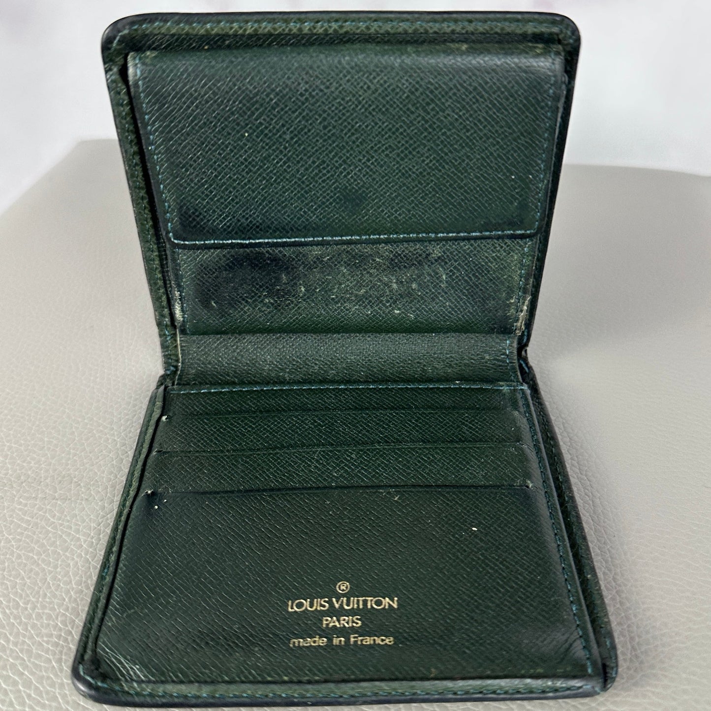 Louis Vuitton Green Leather Bifold Wallet