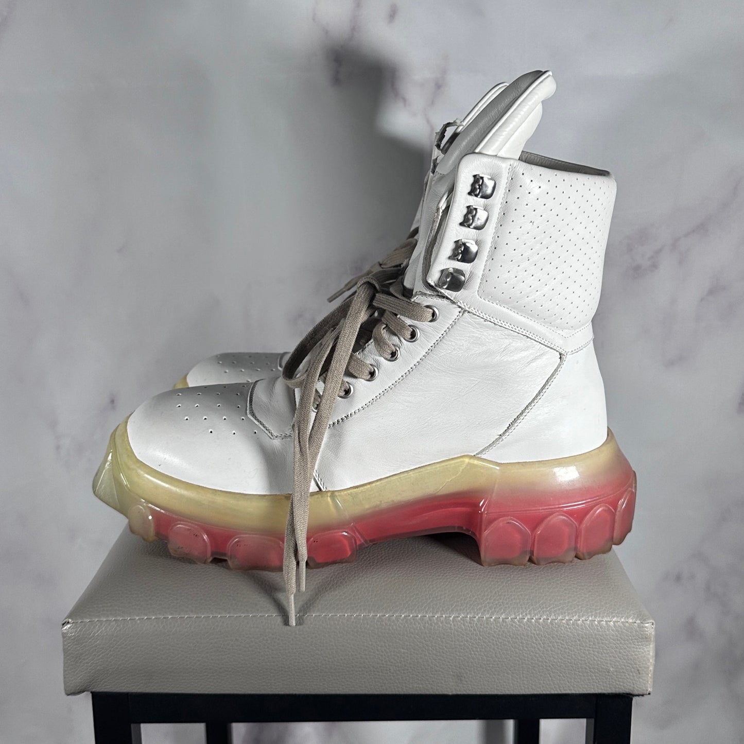 Rick Owens S/S21 Tecuatl White Bozo Hiking Boots