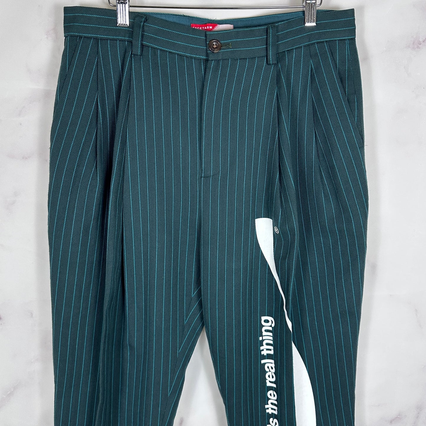 Facetasm x Coca-Cola Green Two Tuck Stripe Pants