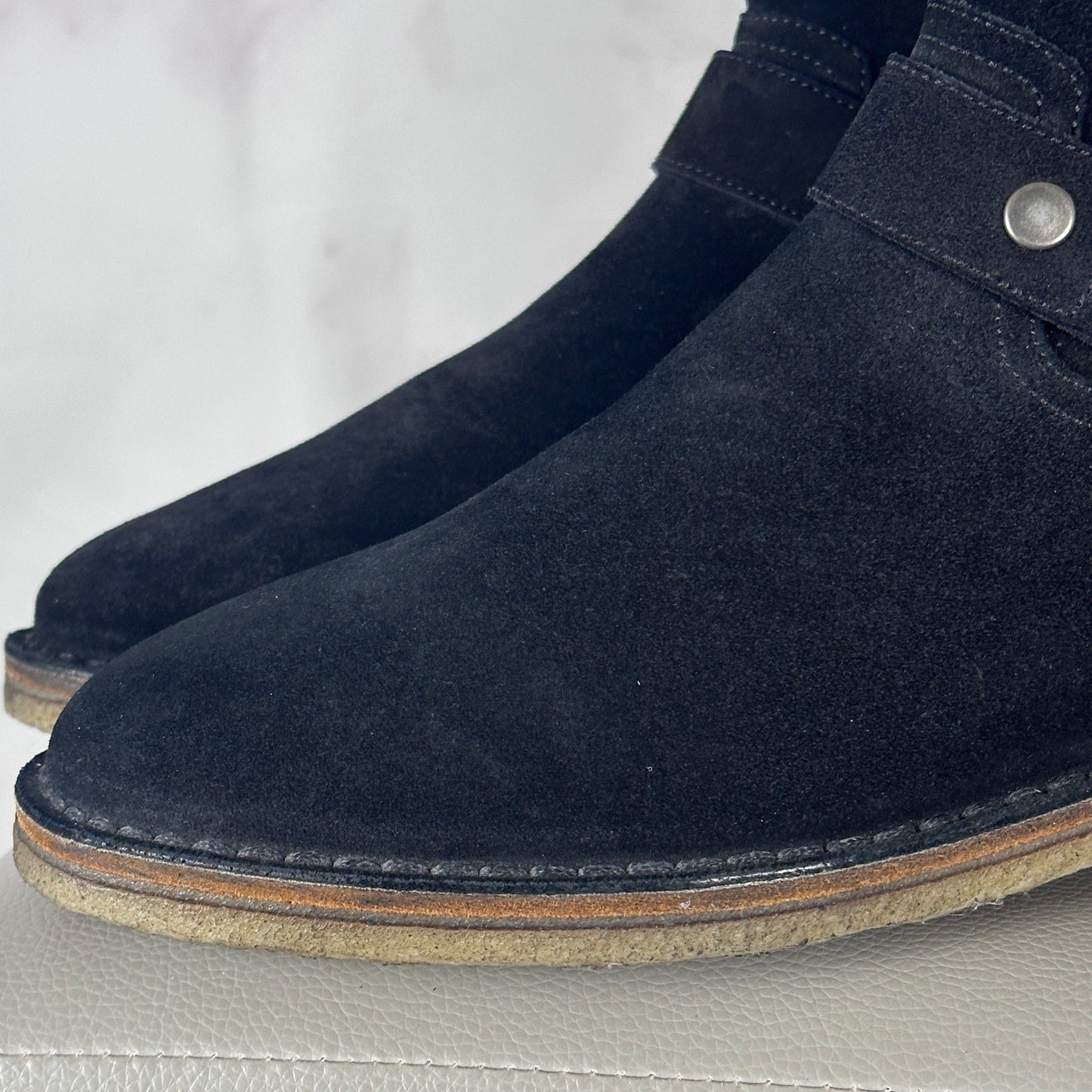 Saint Laurent Paris Black Suede Harness Boot