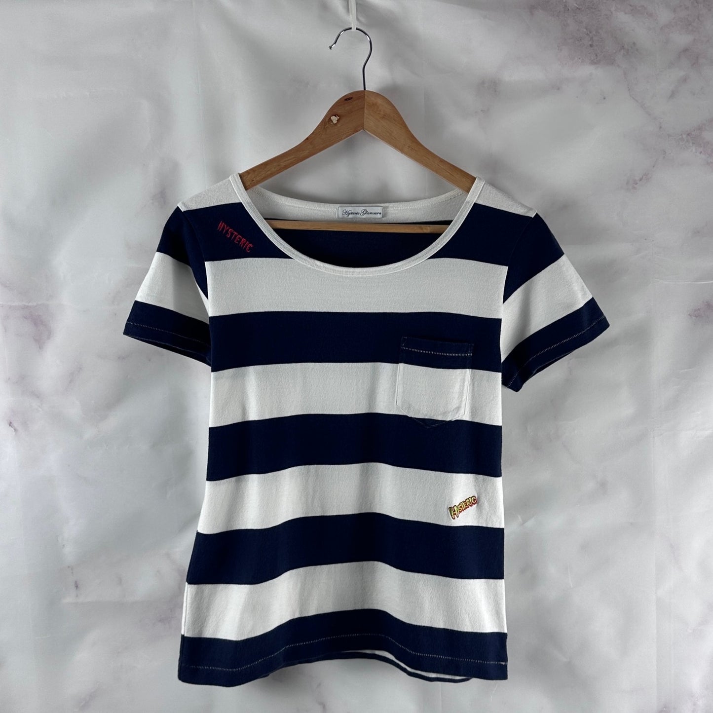 Hysteric Glamour Embroidered Striped Tee