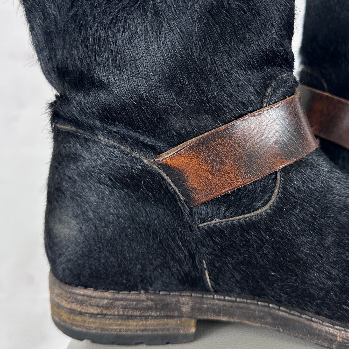 Buttero Black Pony Hair Biker Boot