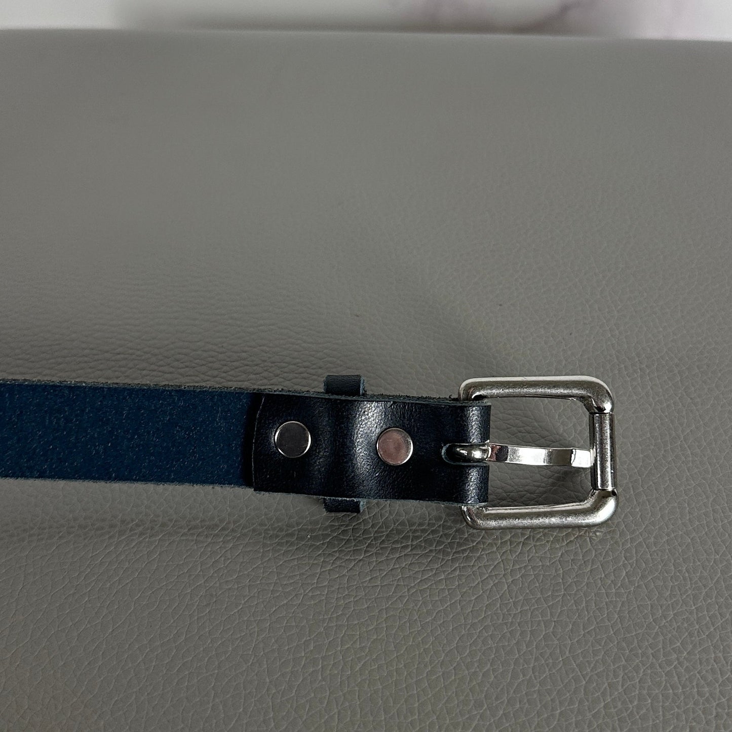 Beams Black Leather Strip Belt