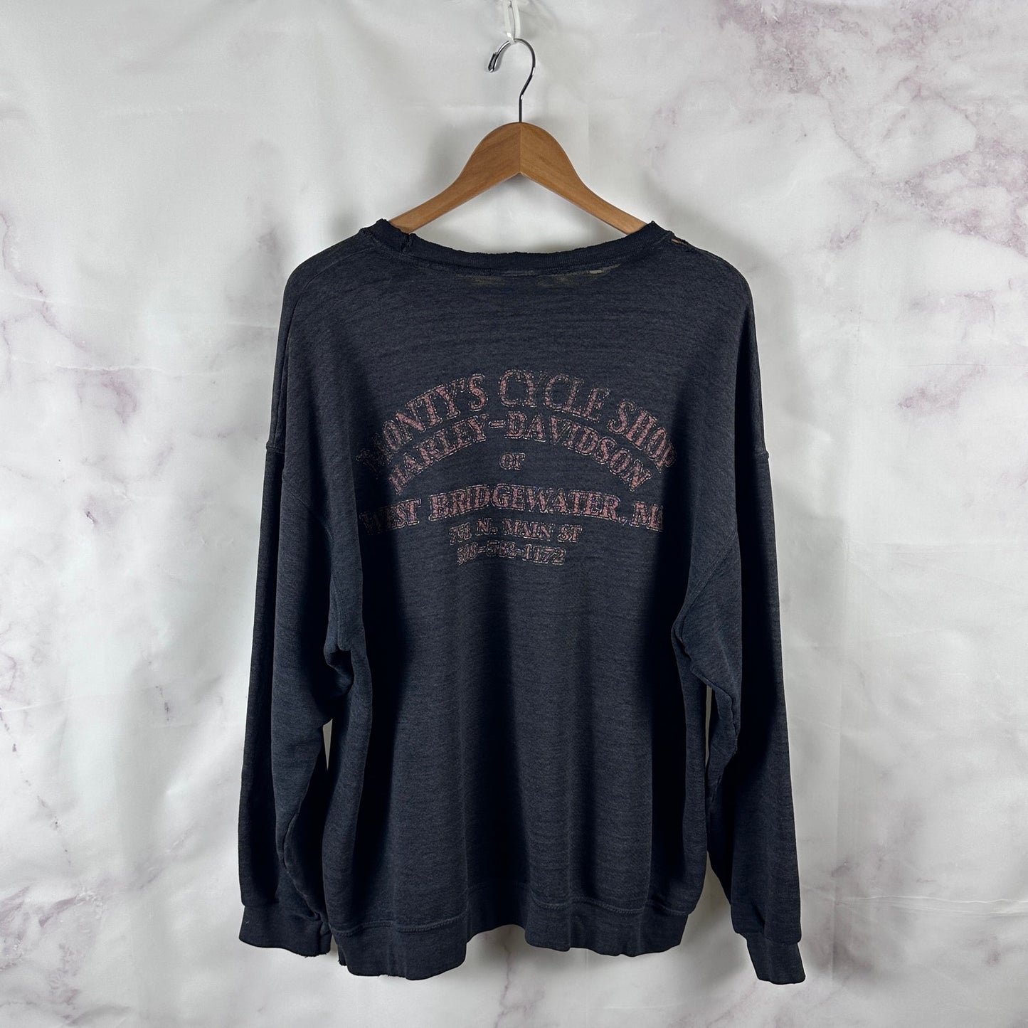 Vintage Harley-Davidson Thrashed Grey Crewneck