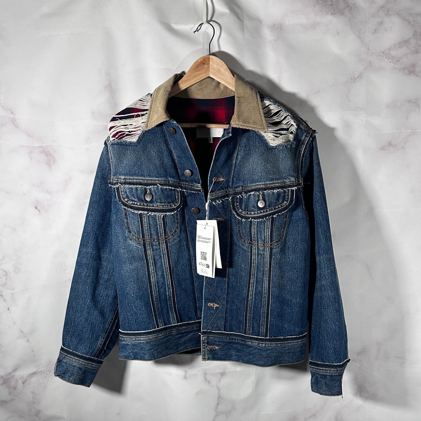 Maison Margiela x Pendleton Layered Distressed Denim Trucker Jacket