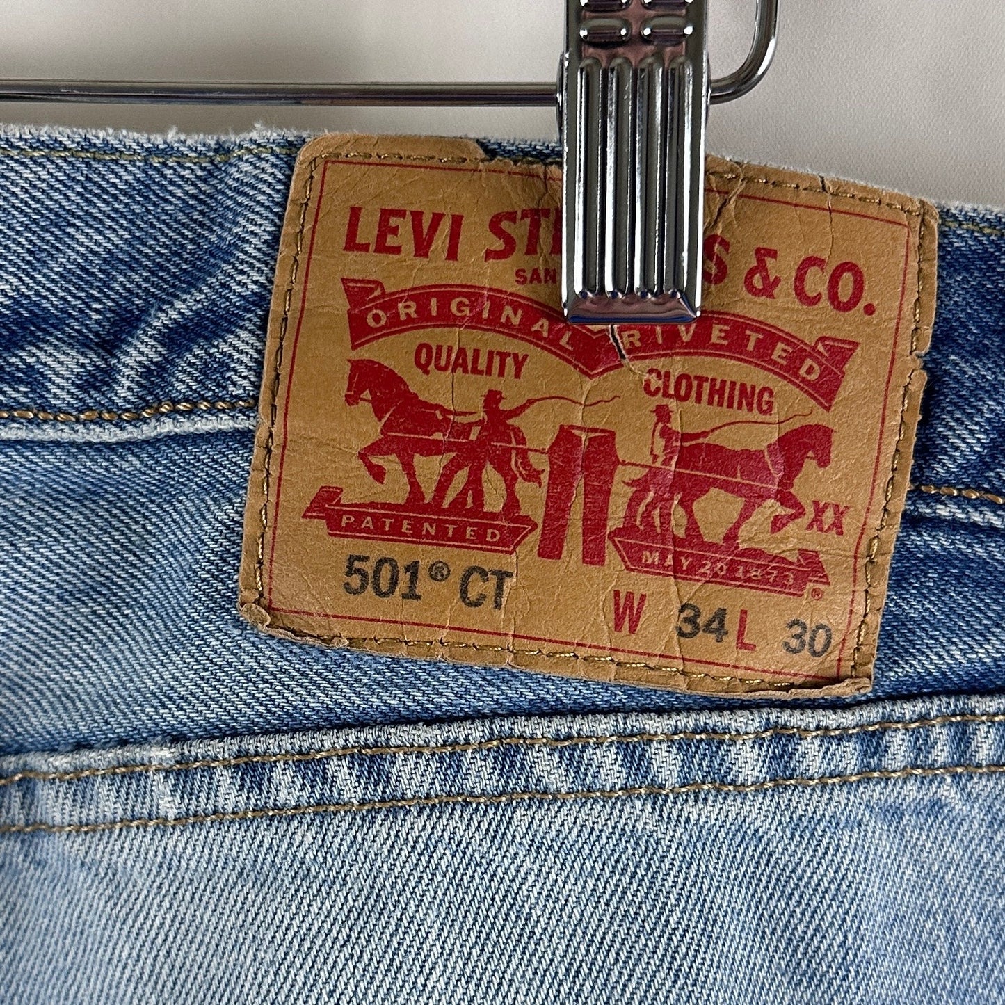 Levi's 501 Light Wash Distressed Denim Jeans