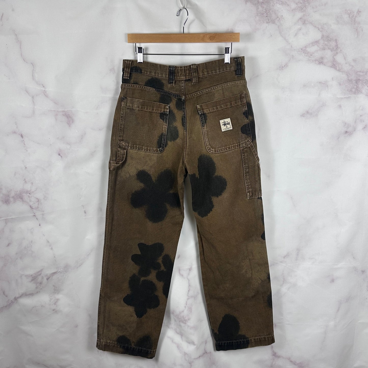 Stussy Floral Dye Double Knee Brown Work Pant