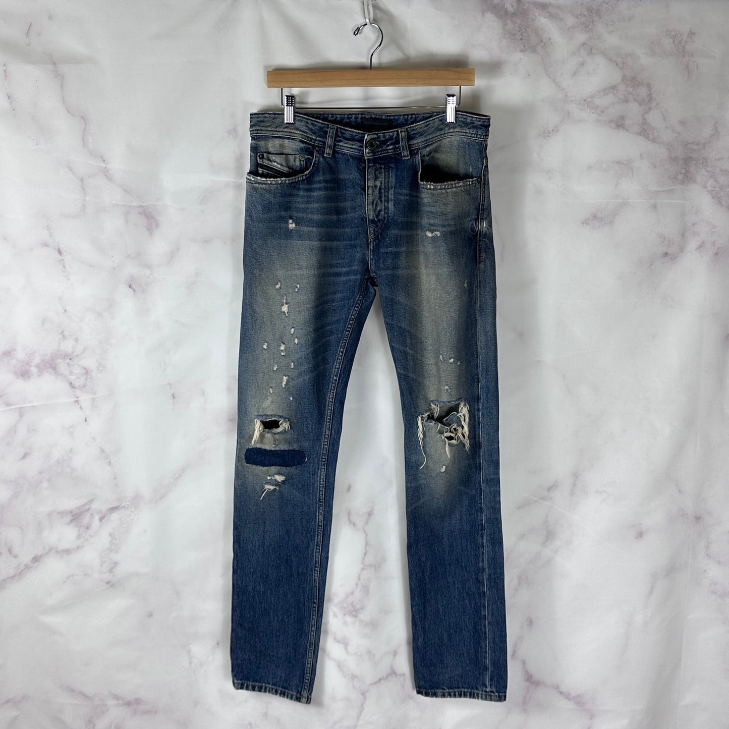 Diesel Black Gold Distressed Repaired Denim