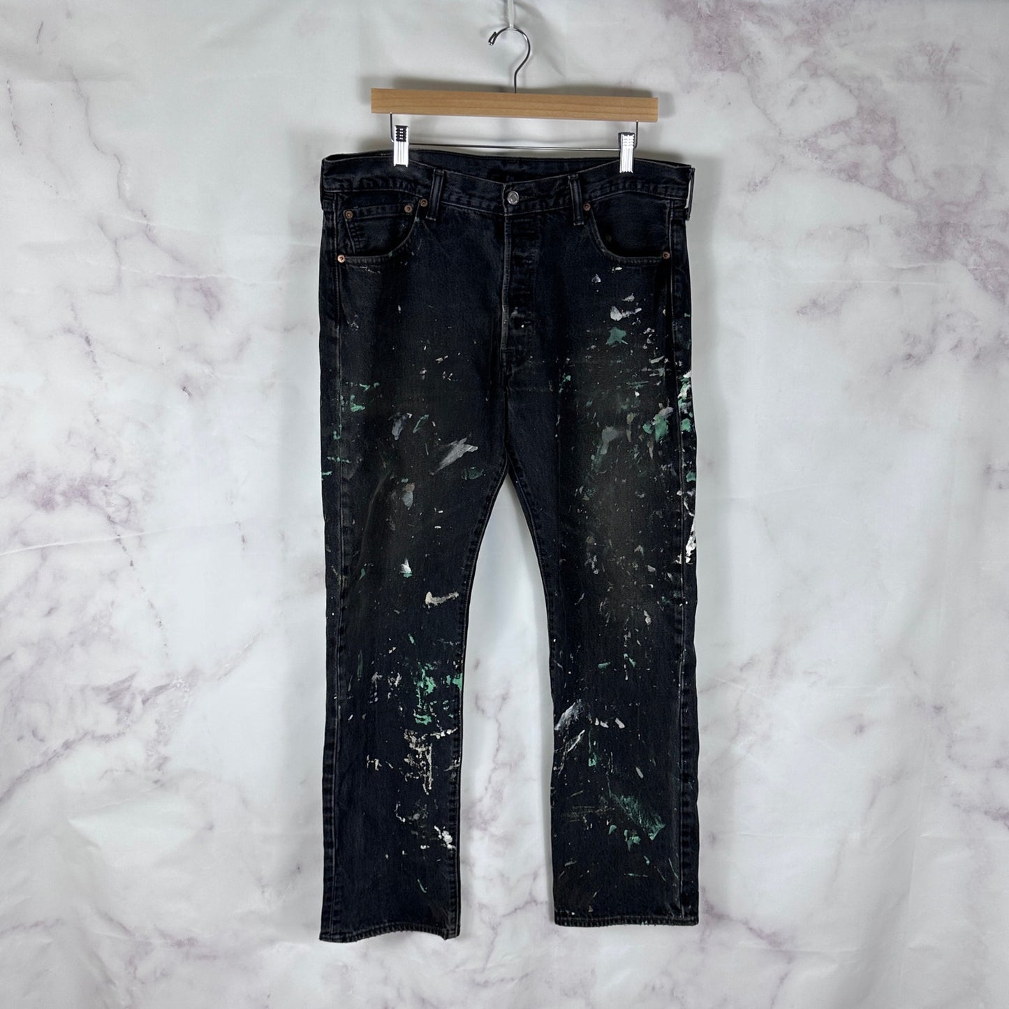 Vintage Levi’s 501 Black Painted Denim Jeans