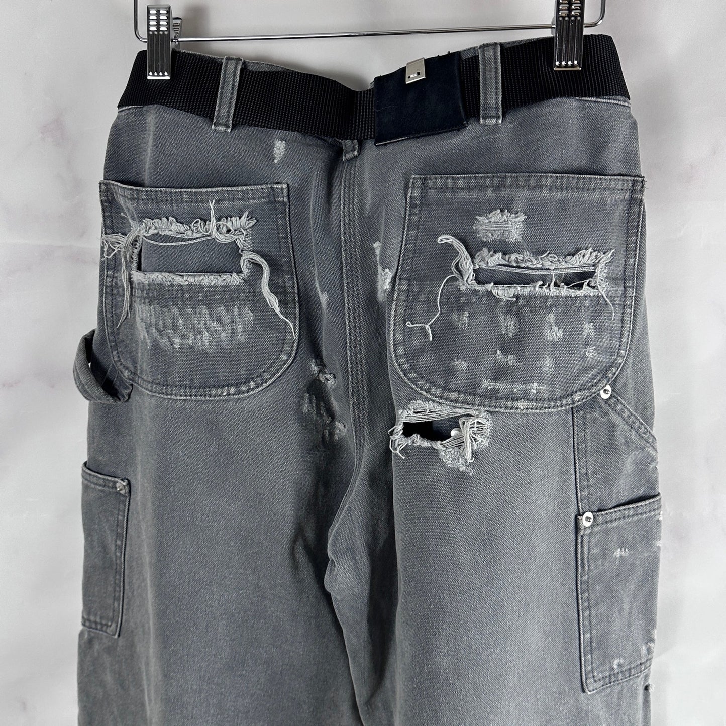 Alyx Distressed Grey Double Knee Slacker Carpenter Pants & Belt