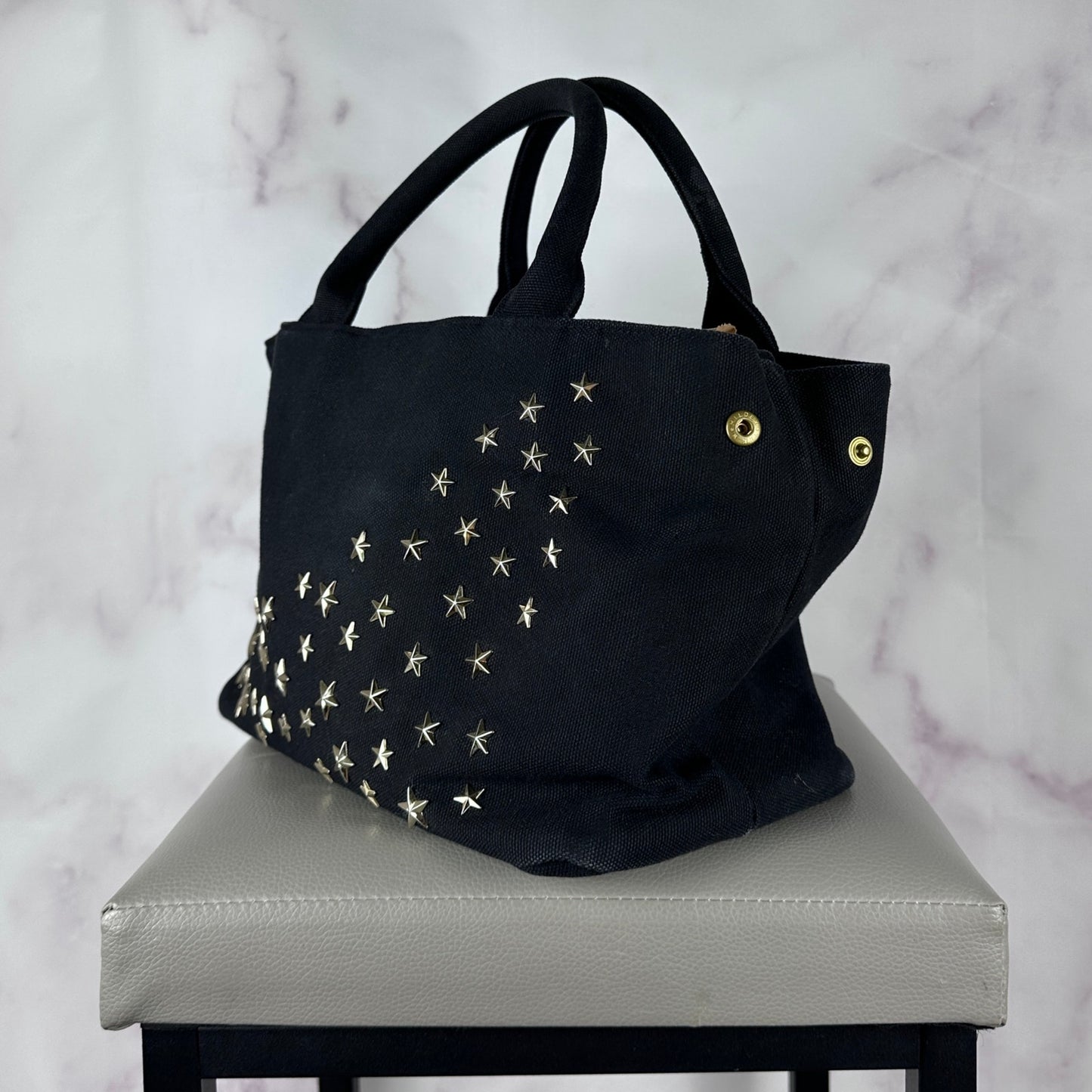 Ray BEAMS Star Studded Black Canvas Purse