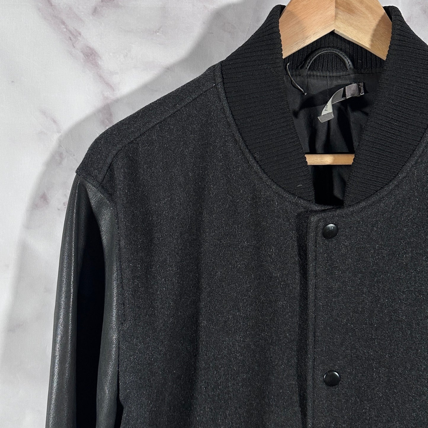 Wool & Leather Black Varsity Jacket
