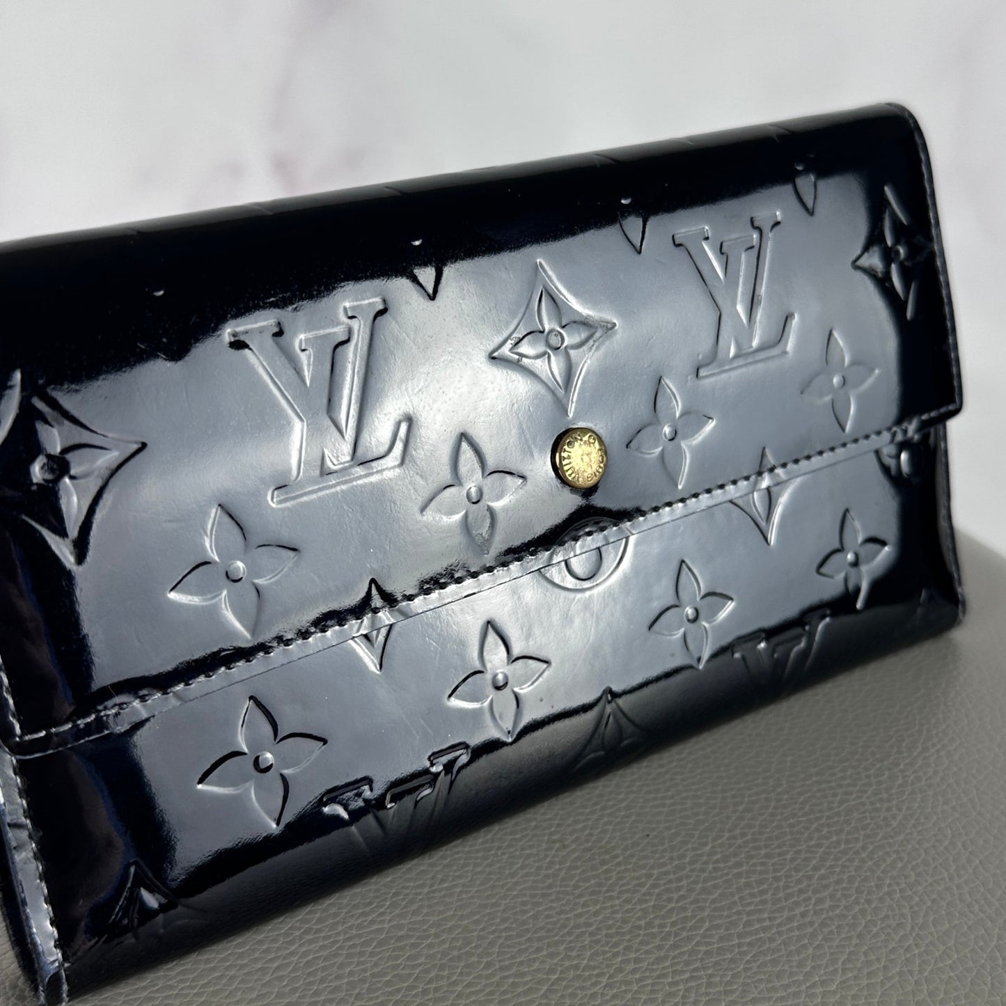 Louis Vuitton Black Monogram Vernis Patent Leather Wallet