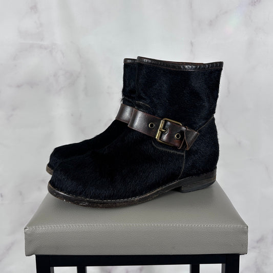 Buttero Black Pony Hair Biker Boot